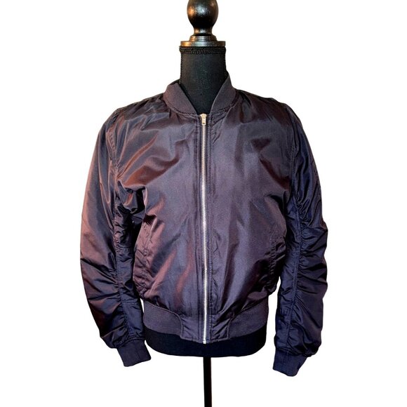 Black Flight Bomber Jacket By Inso Collection L Grunge City Goth Biker Zip Quilt - Picture 1 of 11